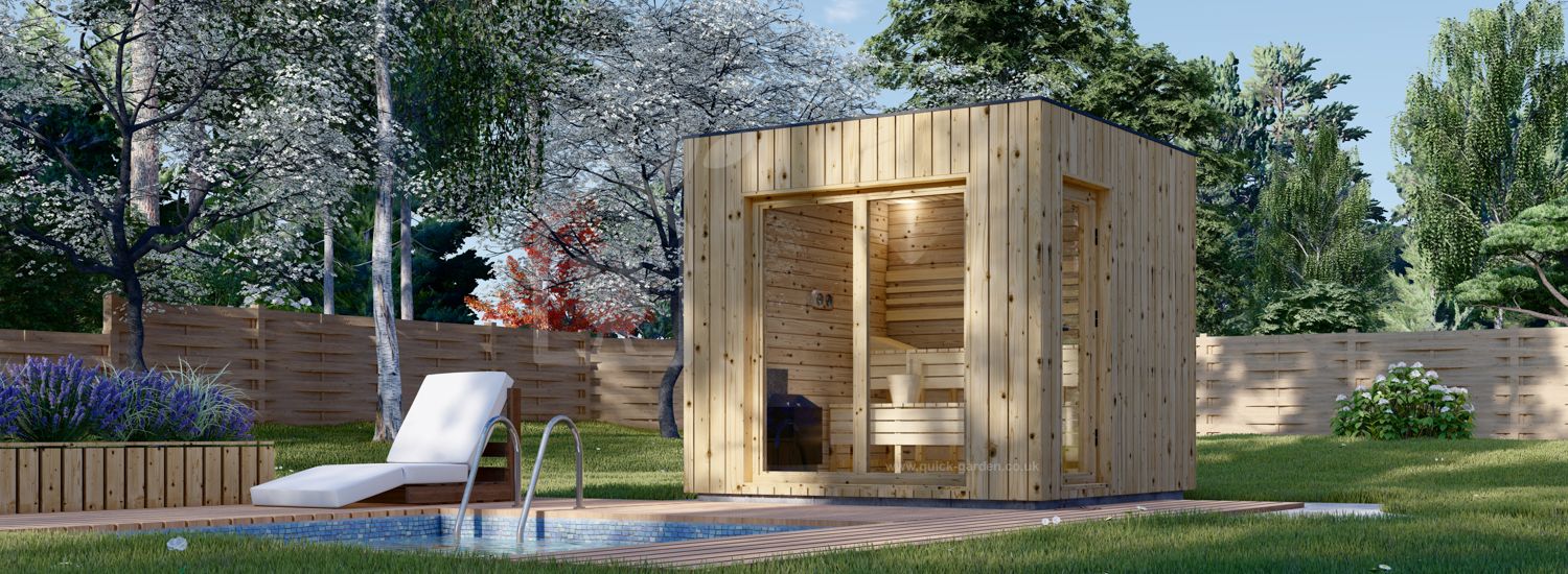 Sauna ogrodowa zewnętrzna DELLA (34 mm + elewacja), 2,6 x 2,6 m, 5 m² visualization 1