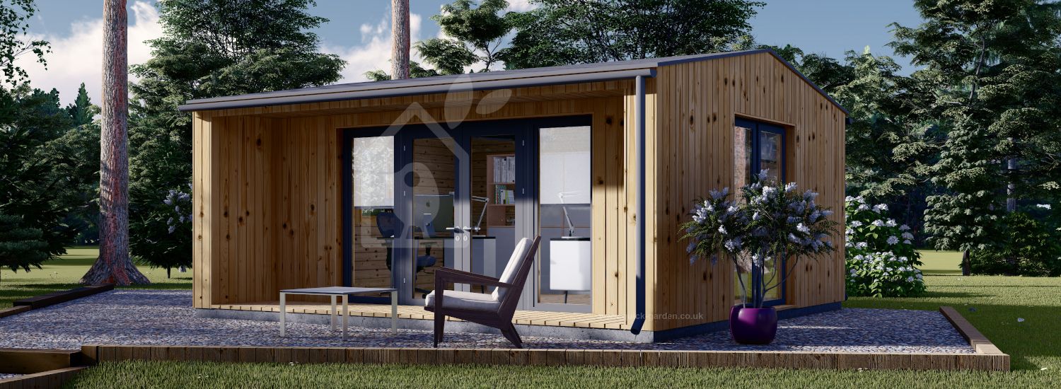 Domek ogrodowy drewniany TINA (34 mm + elewacja, z izolacją), 5,5x5 m, 22 m² visualization 1