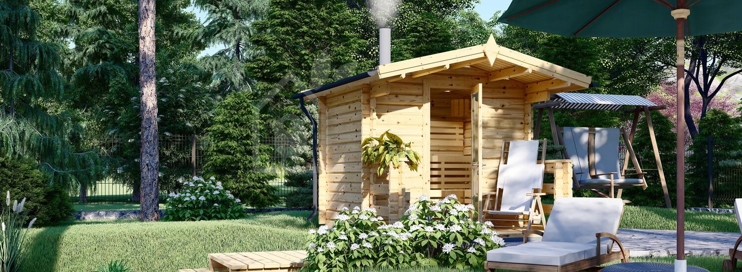 Sauna ogrodowa zewnętrzna ELDA (44 mm), 2,5x2,9 m, 7 m² visualization 1