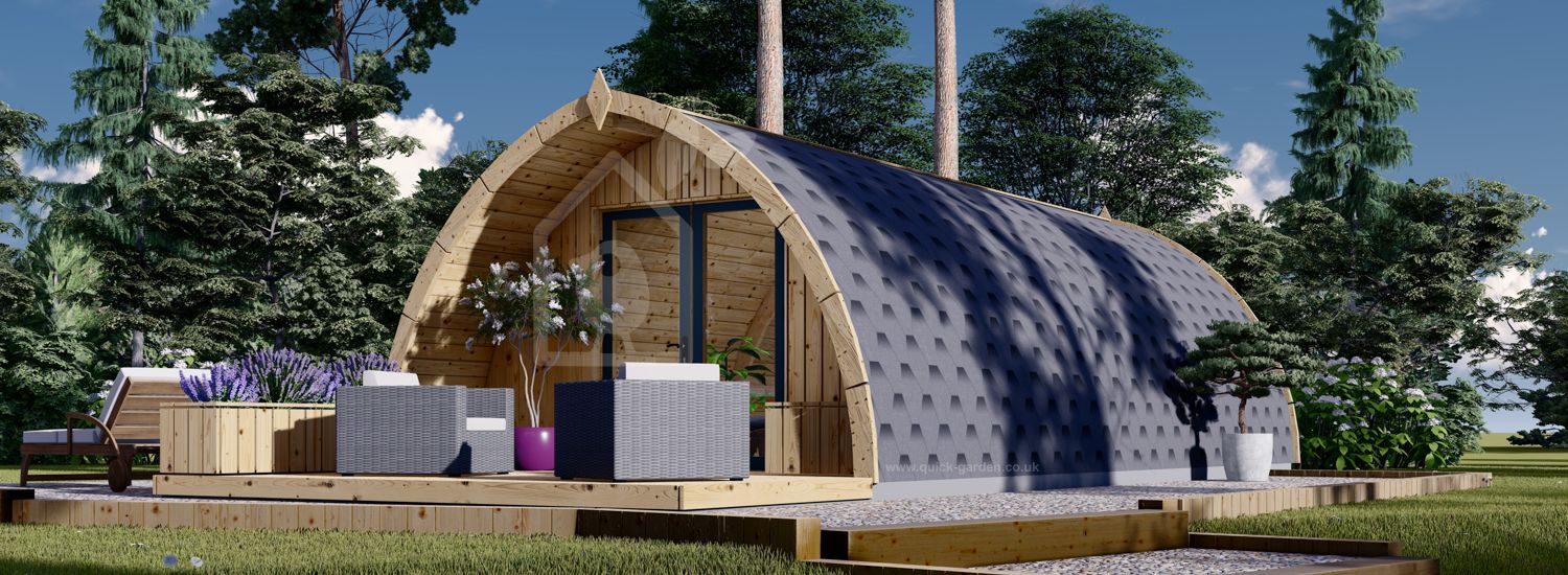 Domek letniskowy drewniany BRETA (44 mm), 4x8 m, 32 m² visualization 1