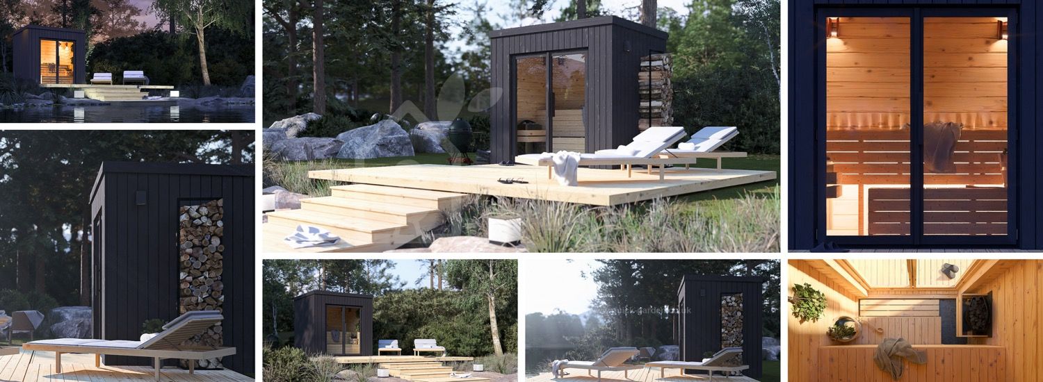 Sauna ogrodowa zewnętrzna OKO (34 mm + elewacja), 2.3x1.6 m, 2.7 m² visualization 1