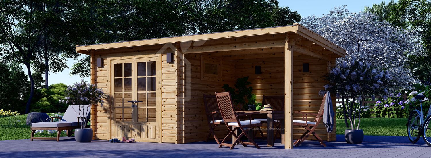 Domek ogrodowy drewniany LARISSA (28 mm), 5,2 x 2,7 m, 7 m² - z tarasem 7 m² visualization 1
