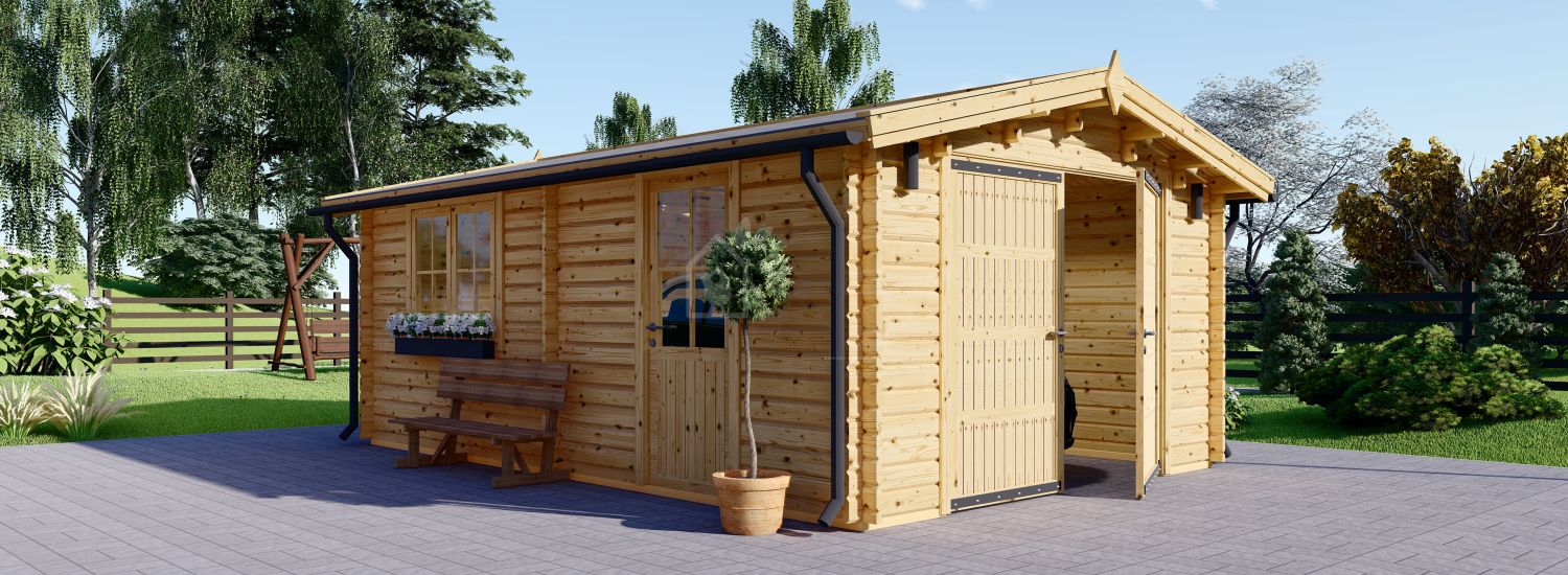 Garaż drewniany CLASSIC (44 mm), 3,2x5,2 m, 16 m² visualization 1