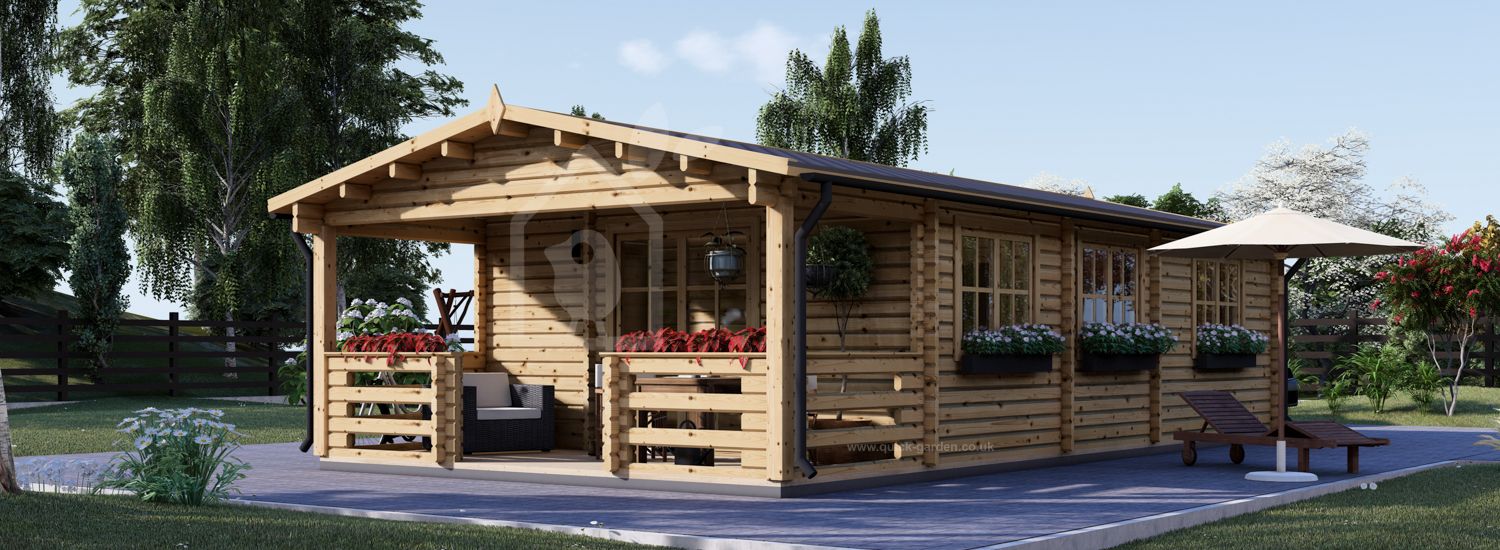 Dom drewniany letniskowy HYMER (44 mm), 42 m² - z tarasem 10 m² visualization 1
