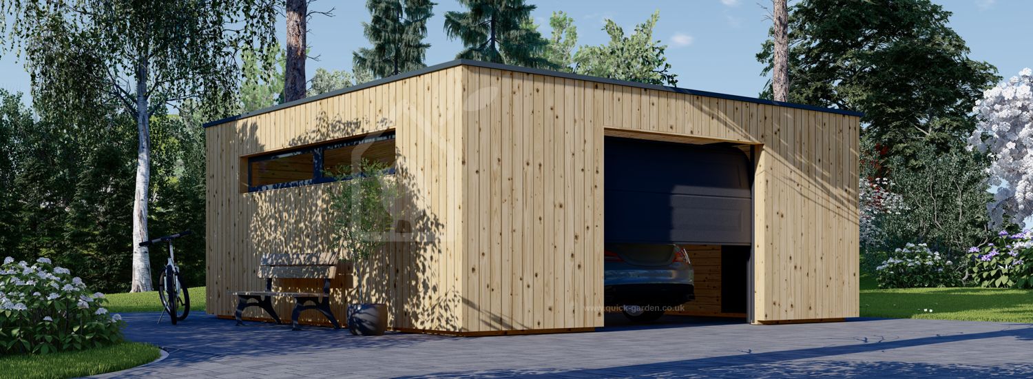 Garaż drewniany SILVIA F (34 mm + elewacja), 6x6 m, 36 m² visualization 1