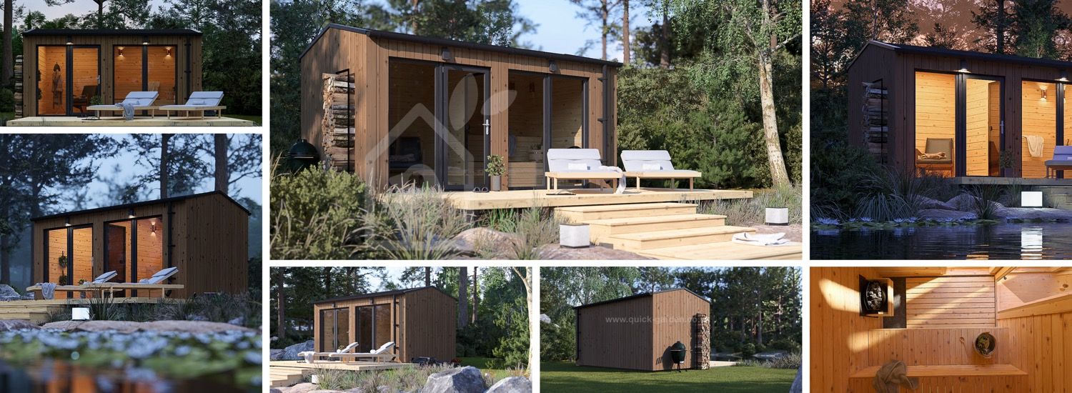 Sauna ogrodowa zewnętrzna SERENE (34 mm + elewacja), 4.5x2.5 m, 5 m² visualization 1
