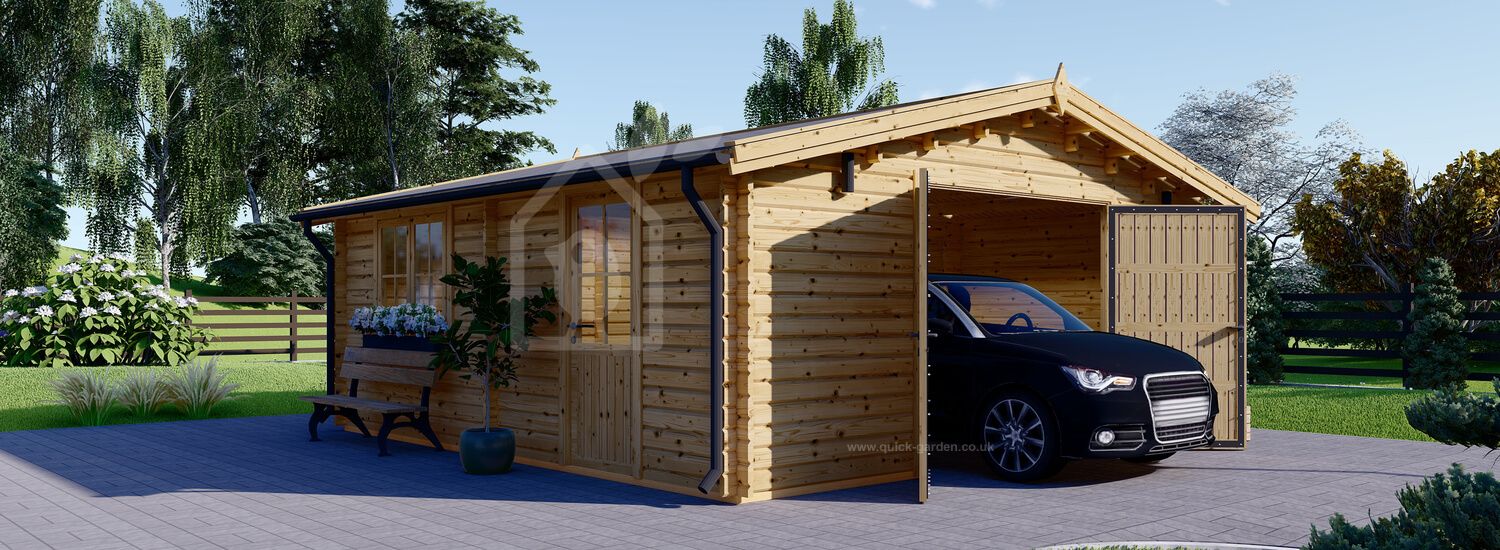 Garaż drewniany CLASSIC (44 mm), 5x6 m, 30 m² visualization 1