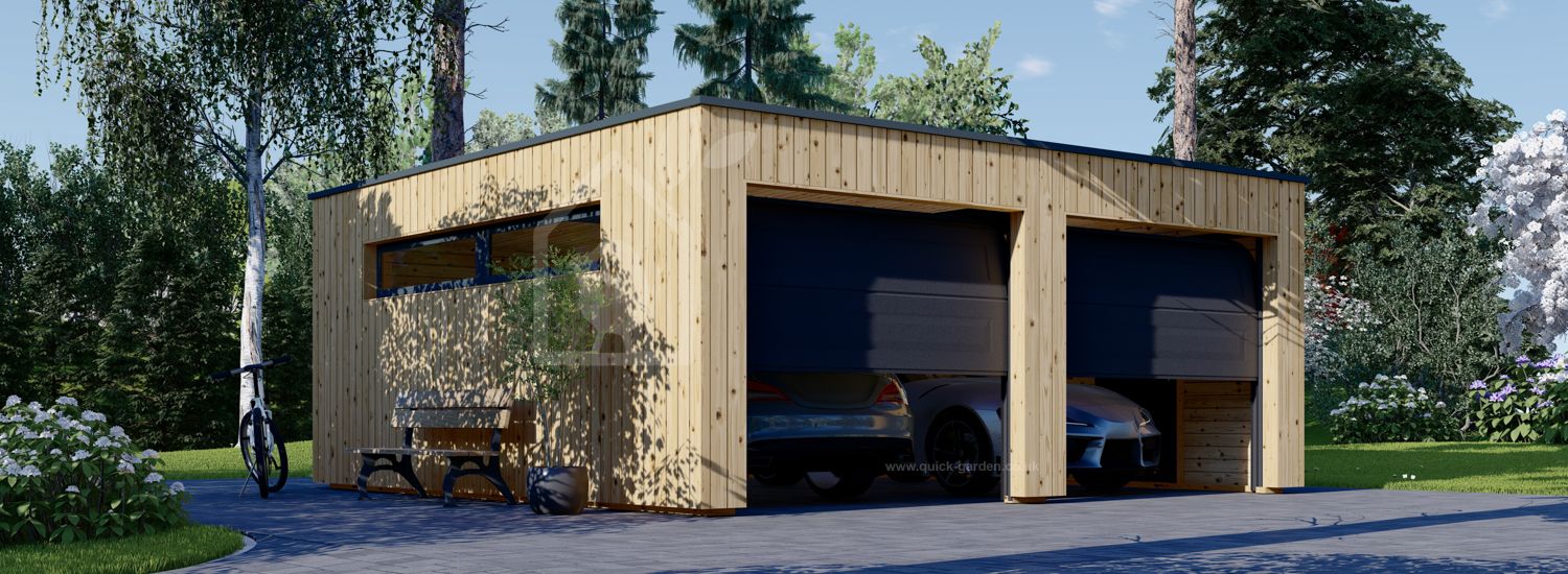Garaż drewniany dwustanowiskowy SILVIA DUO F (34 mm + elewacja), 6x6 m, 36 m² visualization 1