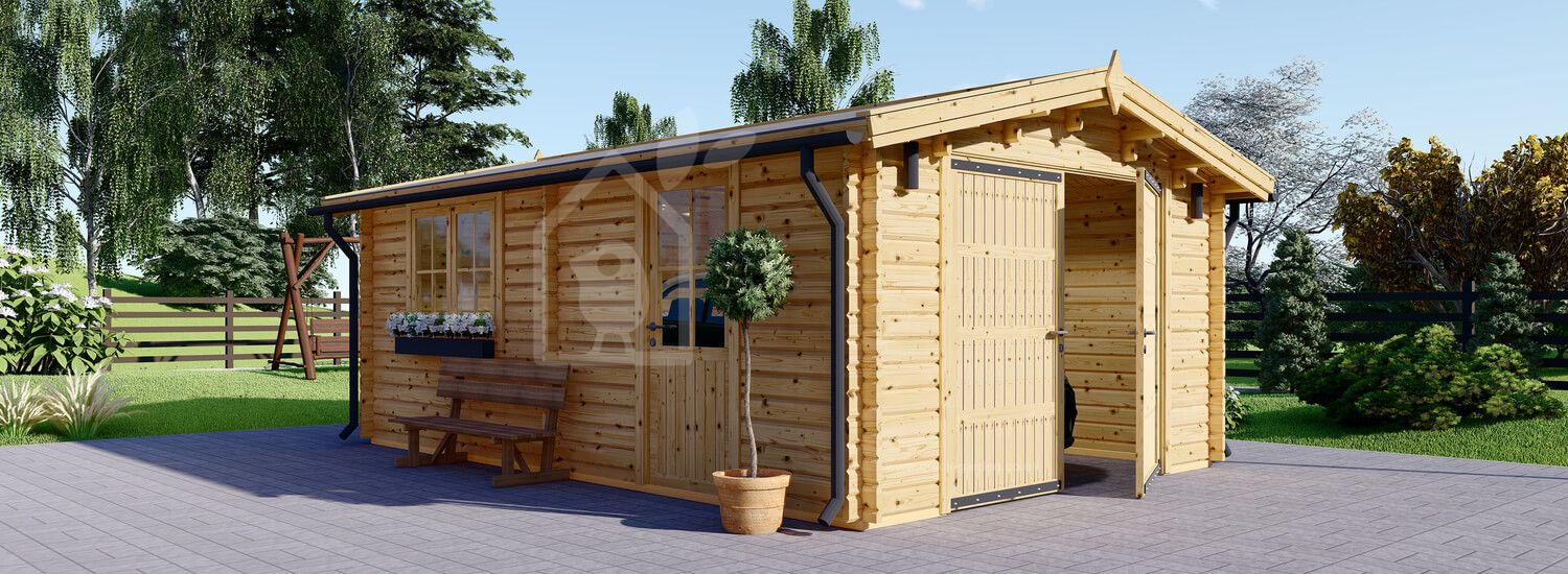 Garaż drewniany CLASSIC (44 mm), 4x6 m, 24 m² visualization 1