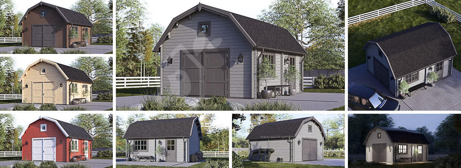 Garaż drewniany MISSISSIPPI (44 mm), 5x6 m, 30 m² visualization 1