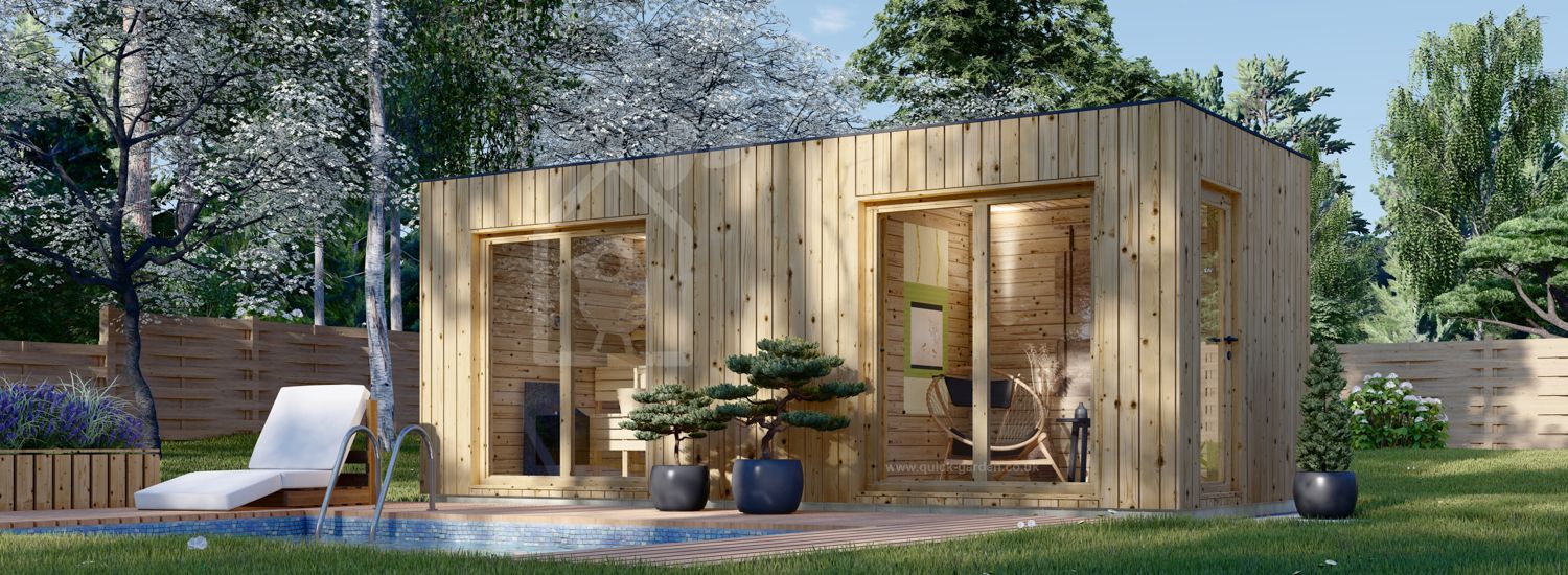 Sauna ogrodowa zewnętrzna DELLA (34 mm + elewacja), 6,1 x 2,6 m, 12.5 m² visualization 1