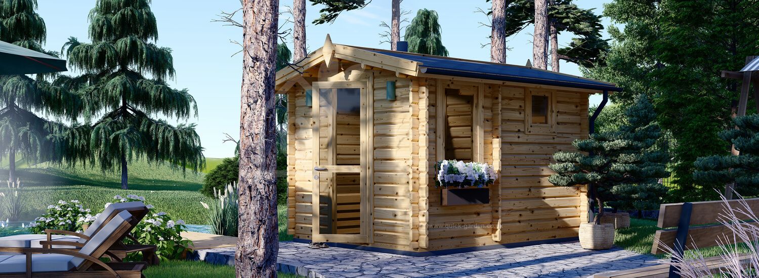 Sauna ogrodowa zewnętrzna ELDA (44 mm), 2,5x3,2 m, 8 m² visualization 1