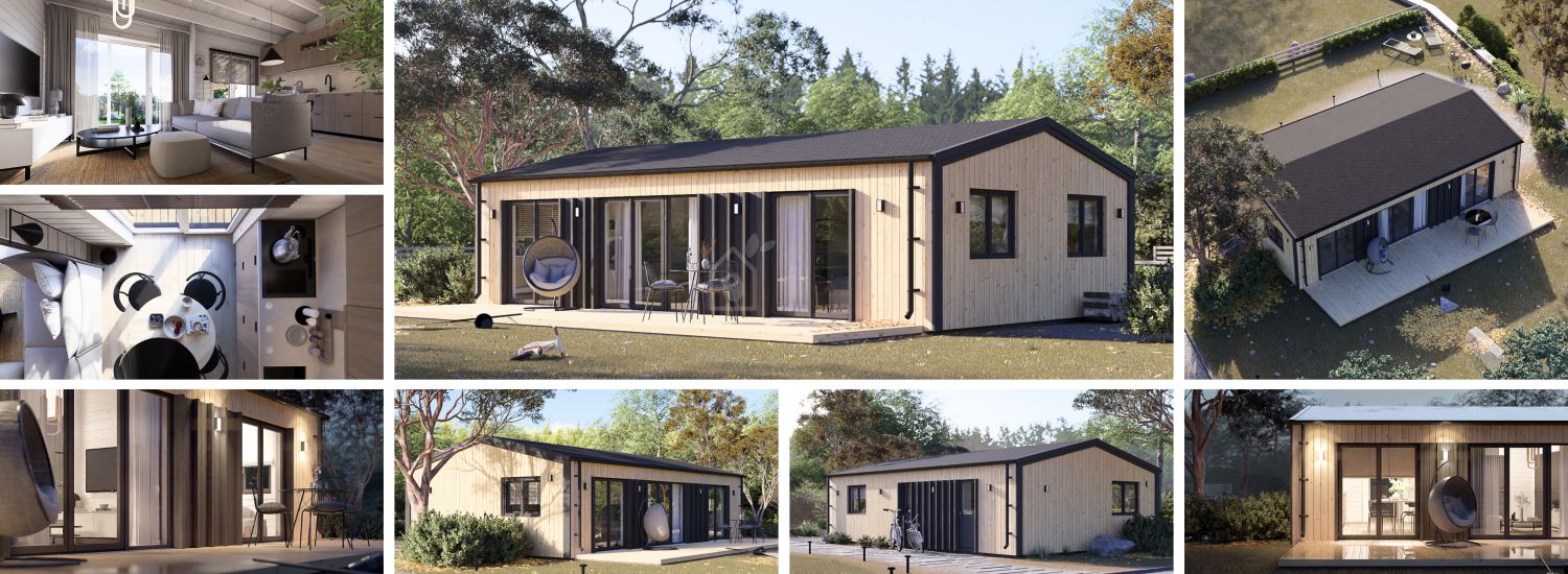Domek letniskowy drewniany SELENE (44 mm + elewacja), 54 m² visualization 1