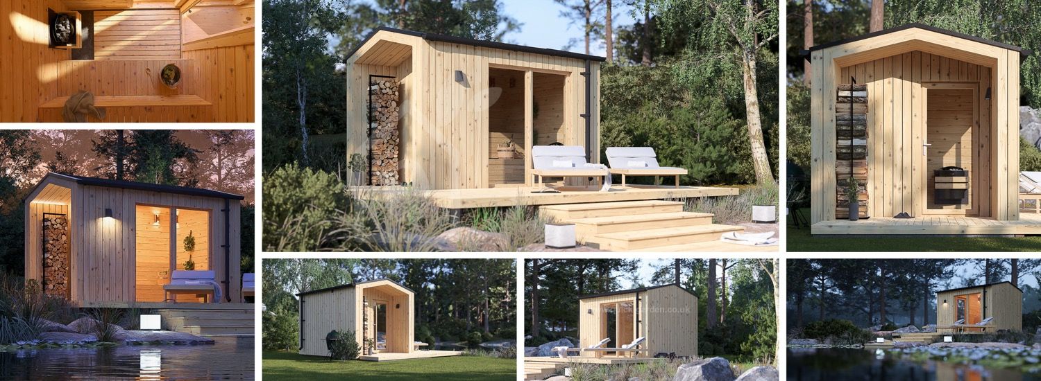 Sauna ogrodowa zewnętrzna SERENE (34 mm + elewacja), 3.3x2.5 m, 4.95 m² visualization 1